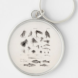 Vintage 1800s Vliegende vliegen Oude haken Sleutelhanger