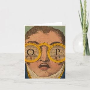 Vintage 1809-boek Man met operabrilkaart Notitiekaartje
