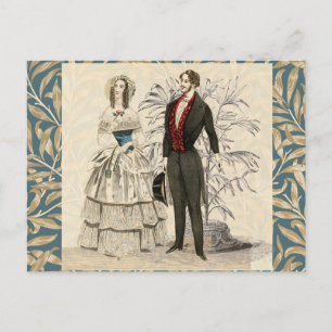 Vintage 1844 Victoriaanse Huwelijksillustratie Briefkaart