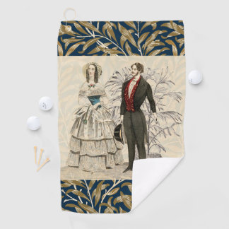 Vintage 1844 Victoriaanse Huwelijksillustratie Golfhanddoek