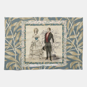 Vintage 1844 Victoriaanse Huwelijksillustratie Theedoek