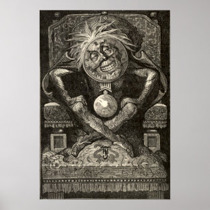 Vintage 1853 Kunst aan de Zacharius van Jules Vern Poster