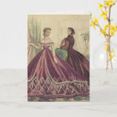 Vintage 1860 Vrouwen Kaart (Gele Bloem)