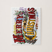 Vintage 1876 Vrolijke Kerstpuzzel Legpuzzel (Verticaal)