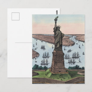 Vintage 1885 Standbeeld van de Vrijheid NYC Haven Briefkaart