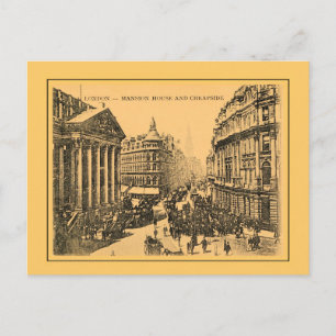 vintage 1890 London Mansion House en Cheapside Briefkaart