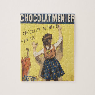Vintage 1892 Chocolat Menier Franse Meisje Kunst Legpuzzel