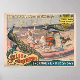 Vintage 1895 verkoopt Brothers Circus Poster