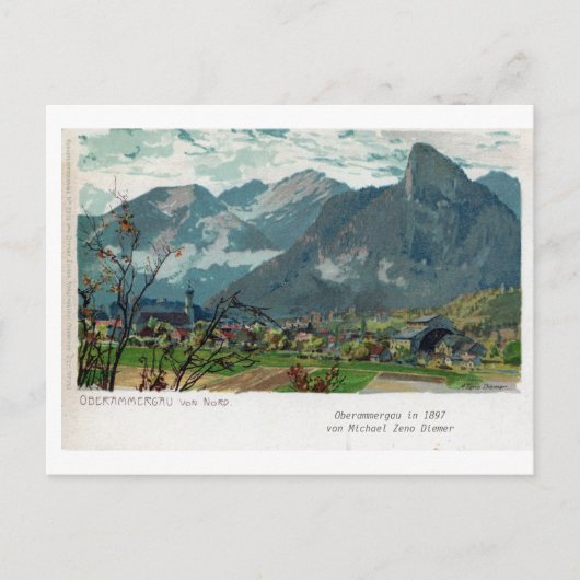 Vintage 1897 Oberammergau Bavaria litho Briefkaart (Voorkant)