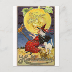 Vintage 1900 Storybook Halloween Witching Hour Briefkaart