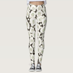 Vintage 1902 Japanse bloem: zwarte witte bloesem Leggings