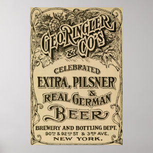 Vintage 1908: Bierbrouwerij en bier Poster