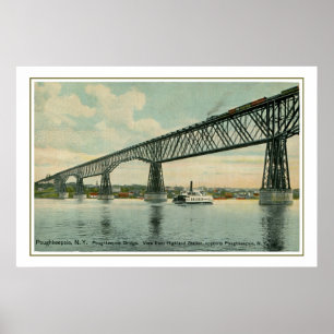 Vintage 1913 Poughkeepsie Bridge, trein, boot Poster