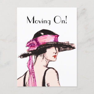 Vintage 1920's Flapper Girl Moving Home Briefkaart