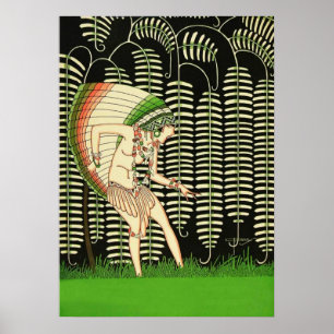 Vintage 1920s Flapper Poster – Art Deco Vrouw 