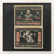 Vintage 1921 2 Mark Notgeld-bankbiljet Glas Onderz