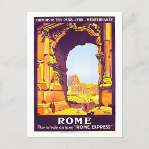 Vintage 1921 Rome, Italië, Reisposter Briefkaart