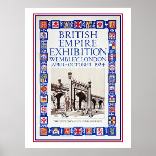 Vintage 1924 Brits Rijk Exhibition advertentie Poster