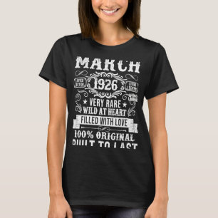 Vintage 1926 97 Jaar Oud Maart 97e Verjaardag Mann T-shirt