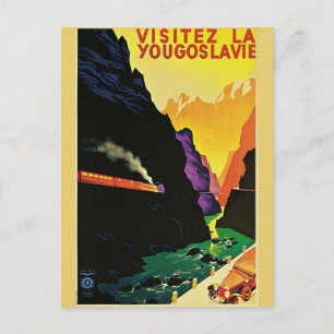 Vintage 1930s Visit Joegoslavië Tourist Travel Art Briefkaart