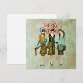 Vintage 1930's Vrouwen Kerstgroet Feestdagenkaart (Voorkant / Achterkant)