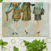 Vintage 1930's Vrouwen Kerstgroet Theedoek (Gevouwen)