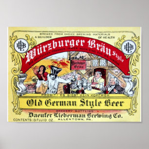 Vintage 1935 Etiket Daeufer-Lieberman Beer Poster