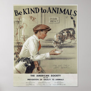 Vintage 1939 Be Kind to Animals Protection Poster