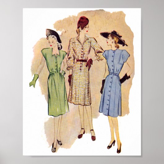 Vintage 1940s Fashion Poster (Devant)