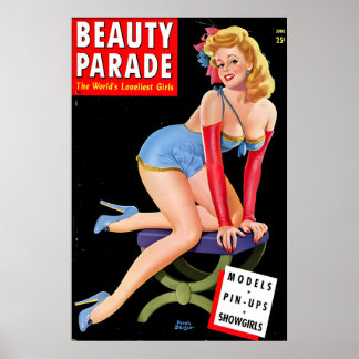 Vintage 1940s Pin Up Girl Poster & Canvas Lady in