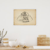 Vintage 1940s Secret Aerospace Craft Cutaway Techn Poster (Keuken)