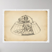 Vintage 1940s Secret Aerospace Craft Cutaway Techn Poster (Voorkant)