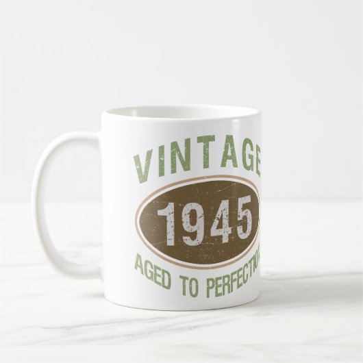 Vintage 1945 80ste verjaardag koffiemok (Links)