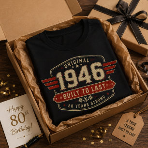 Vintage 1946 Gebouwd Om Te Duren 80ste Verjaardag  T-shirt