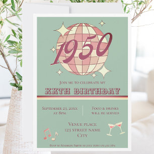 Vintage 1950 75ste verjaardagsfeest Uitnodiging bl
