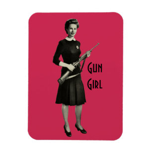 Vintage 1950s Era Gun Gal Rifle Home Office Magnet