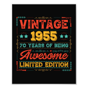 Vintage 1955 Made in 1955 70ste verjaardag 70 jaar Foto Afdruk