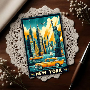 Vintage 1955 New York City Silhouette Briefkaart