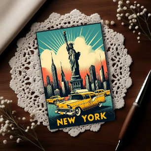 Vintage 1955 New York City Silhouette Briefkaart