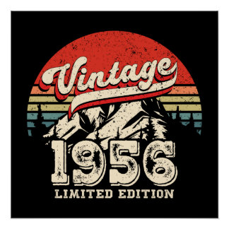 Vintage 1956 Birthday Gift Retro 70th Bday Perfect Poster