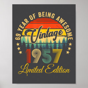 Vintage 1957 Limited Edition 69 Jaar Oud 69e Verja Poster