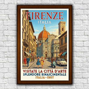 Vintage 1960s Florence, Italië Reisposter Poster