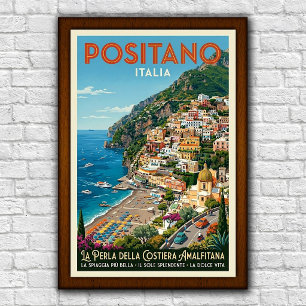 Vintage 1960s Positano, Italië Reisposter Poster
