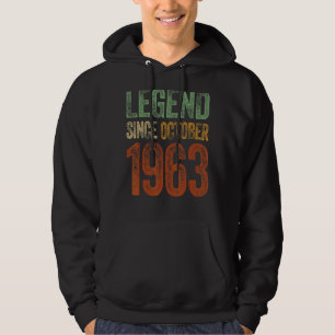 Vintage 1963 Verjaardag Oktober Geboren Legend Sin Hoodie