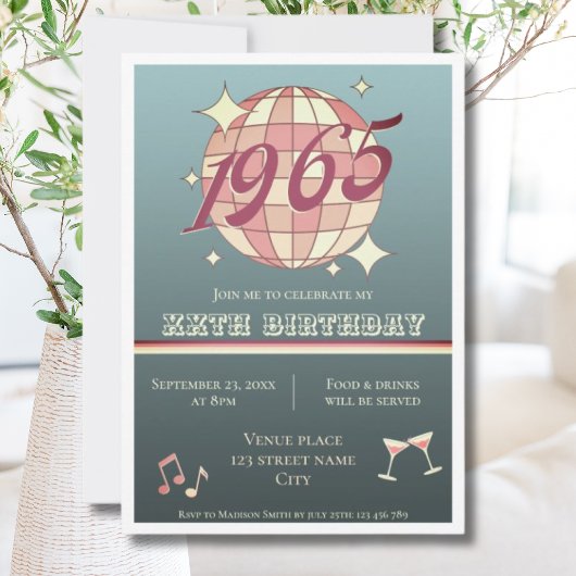 Vintage 1965 60e anniversaire rétro Invitation