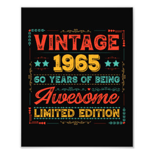 Vintage 1965 Made in 1965 60ste verjaardag 60 jaar Foto Afdruk