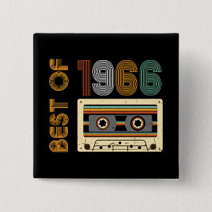 Vintage 1966 Gemaakt in 1966 60ste verjaardag 60 J Vierkante Button 5,1 Cm