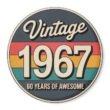 Vintage 1967 60th Birthday Retro Magnet
