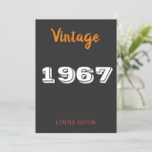 Vintage 1967 Limitied Edition Verjaardagsuitnodigi Kaart (Staand voorkant)