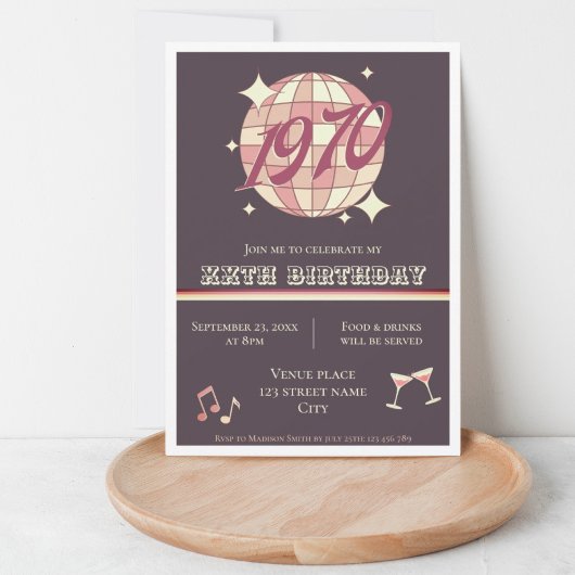 Vintage 1970 54e 55e anniversaire rétro Invitation